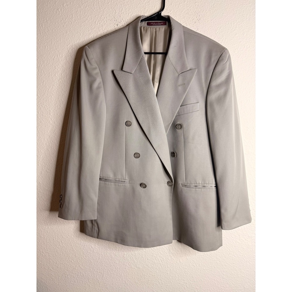 Vintage Brandini Trabaldo Togna Wool Double Breasted Blazer Jacket Grey 40S M